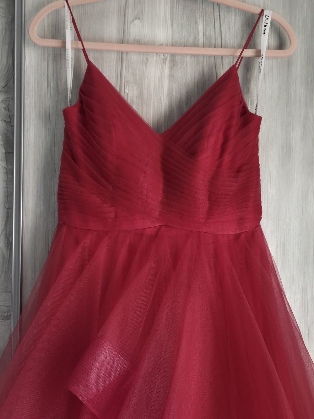 JJ's House Red Tiered Ruffle Tulle Gown - Pefect For Prom - Picture 2 of 3